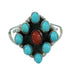 Southwest Silver Turquoise Coral Ring Size 6-1/4 QX73693